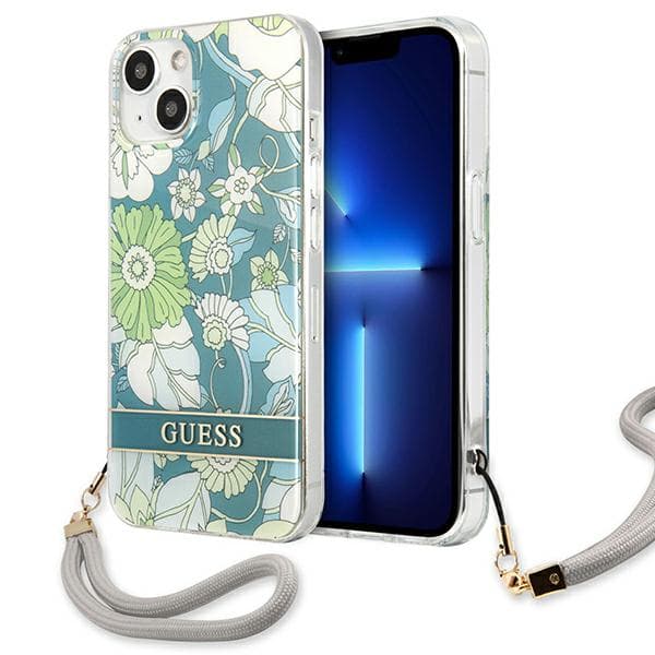 Guess Flower Strap-etui til iPhone 13 mini, grøn
