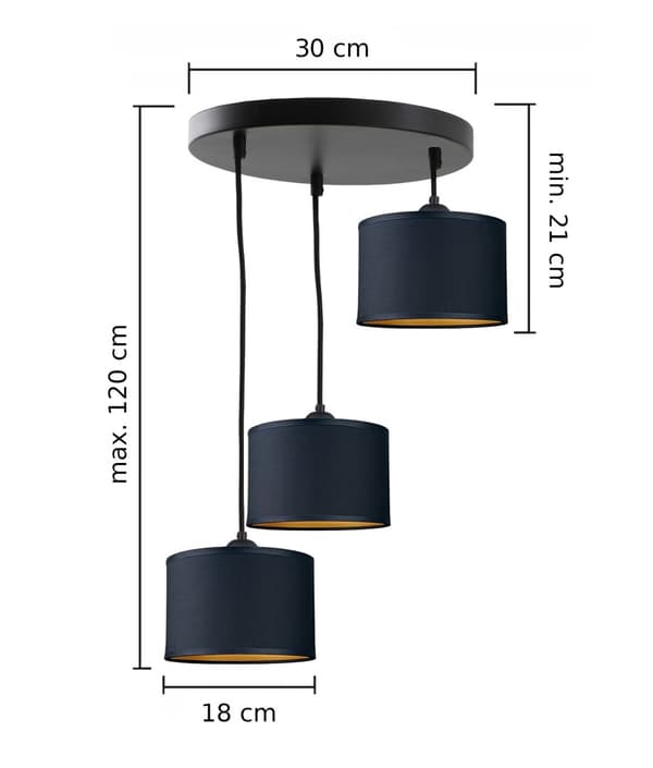 Hänglampa 3xE27 FLOW SVART
