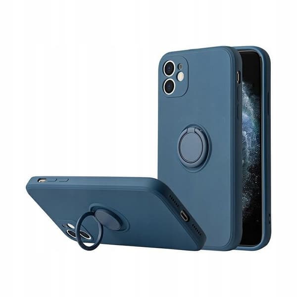 Skal till IPHONE 13 PRO Silikonring Blå Baksida + Glas