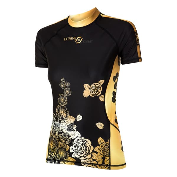 Dam kortärmad rashguard ROSE S BLACK