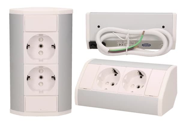 Møbelstikkontakt under skab bordplade 2x 230V Schuko