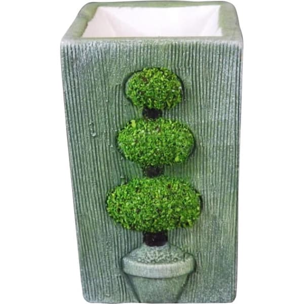 Rektangulär ljusstake med trädmotiv 12x7 cm