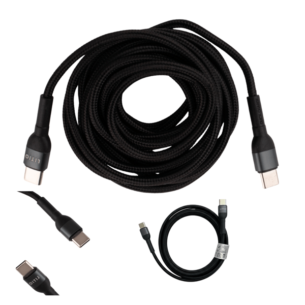 USB C-USB C-kabel 100 cm sort