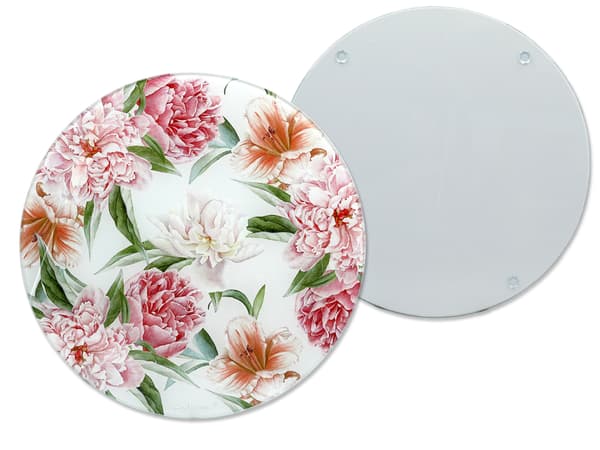 Rund glastavle - Blomster (CARMANI)