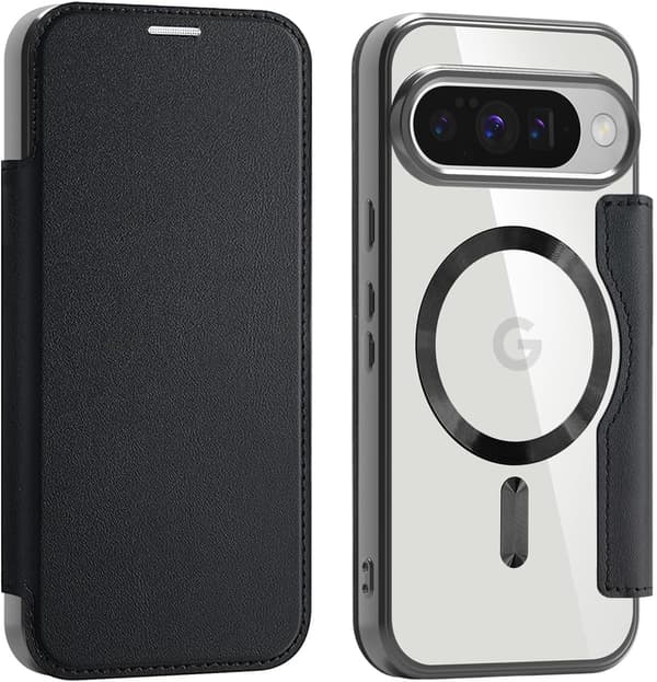Google Pixel 10 / 10 Pro Flip-etui, RFID-pung MagSafe med kamerabeskyttelse, sort