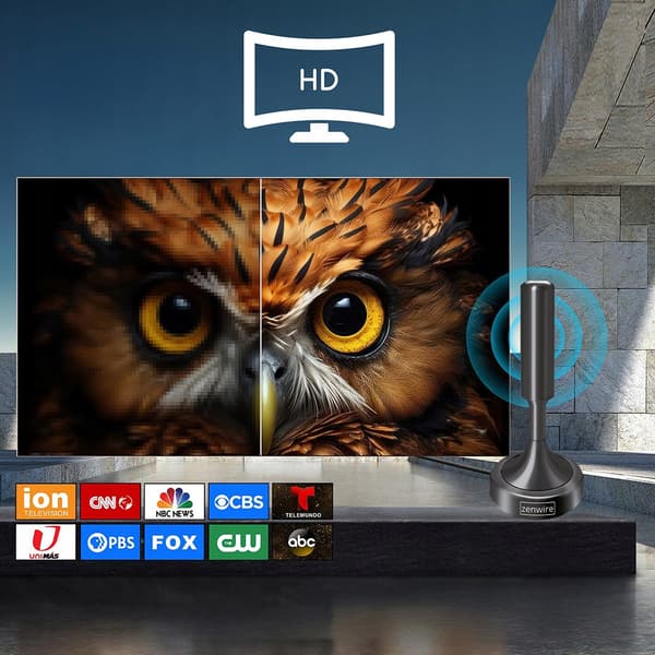 Zenwire HDAT20 indendørs TV-antenne DVB-T2 HEVC H.265 5 meter sort