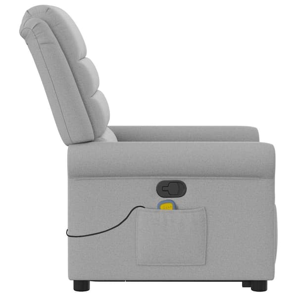 vidaXL Lyftbar massagefåtölj, grå, tyg