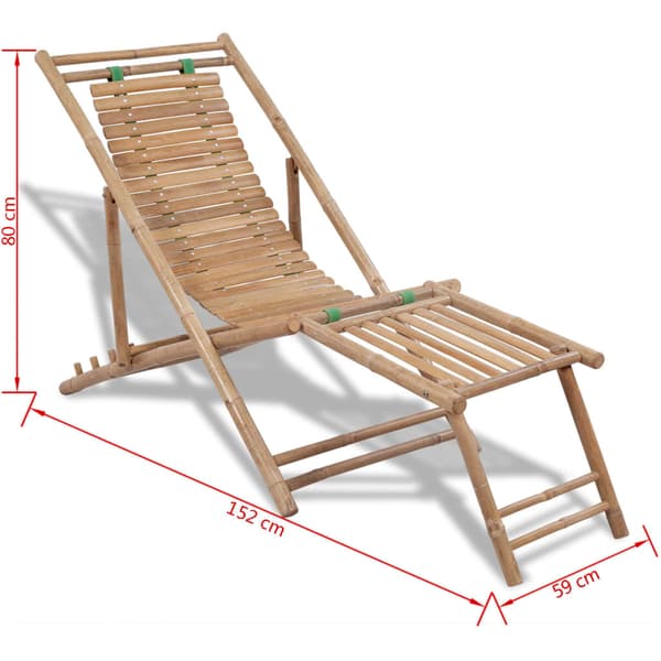 vidaXL Bambu uteplatssäng med fotstöd