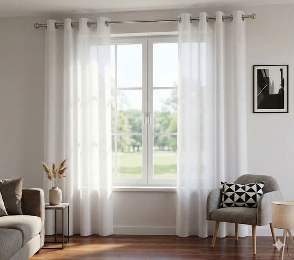 Vit gardin på ringar 140x240 cm