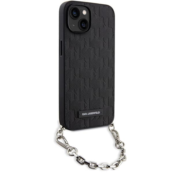Karl Lagerfeld Saffiano Monogram Chain-etui til iPhone 14, Sort