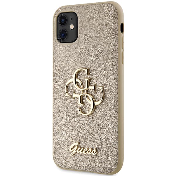 Guess Glitter Script Big 4G cover til iPhone 11 / Xr, guld