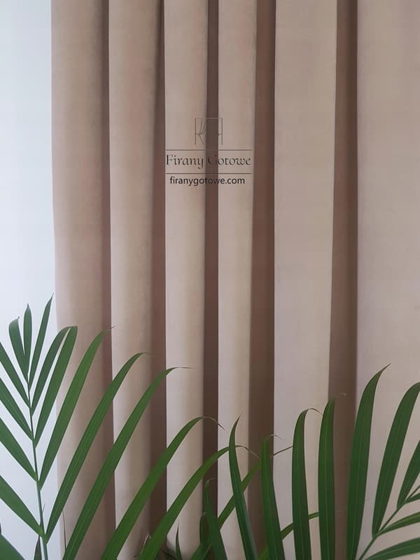 Fløjlsgardin - beige