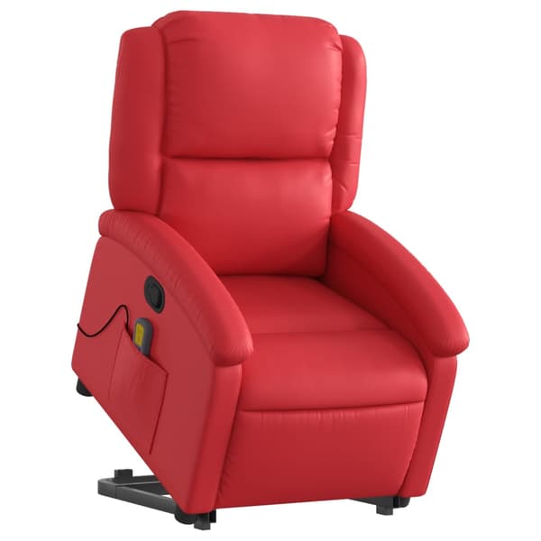 vidaXL Lyftbar massagefåtölj, röd, konstläder
