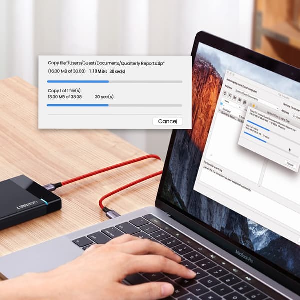 Punottu kaapeli USB-C - USB-C 2.0 3A punainen