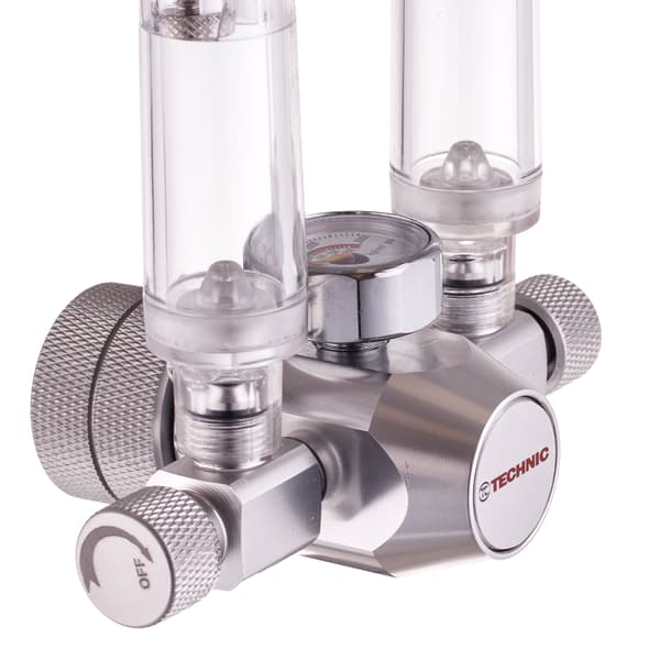 CO2-reducer til AKVARIUM Bobletæller Regulator til to akvarier Manometer