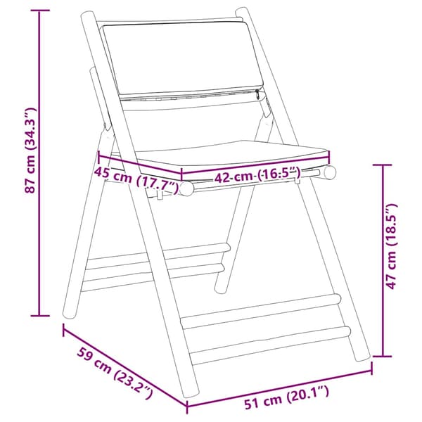 vidaXL foldbare bistrostole, sæt med 4, cremefarvede hynder, bambus