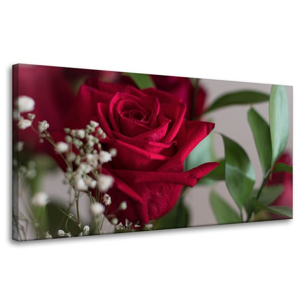 Lærredstryk Botaniske Røde Roser 80x40 cm