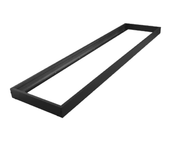 Sort aluminiumsramme til overflademontering til LED-panelmontering 120 cm x 30 cm