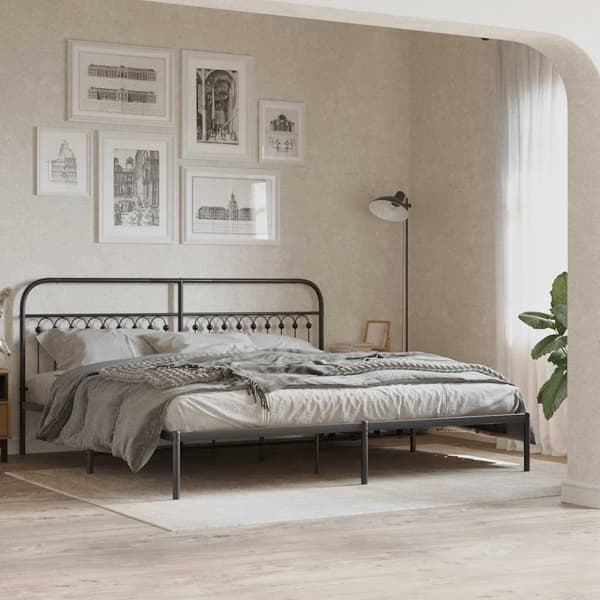 vidaXL metalsengegavl, sort, 193 cm