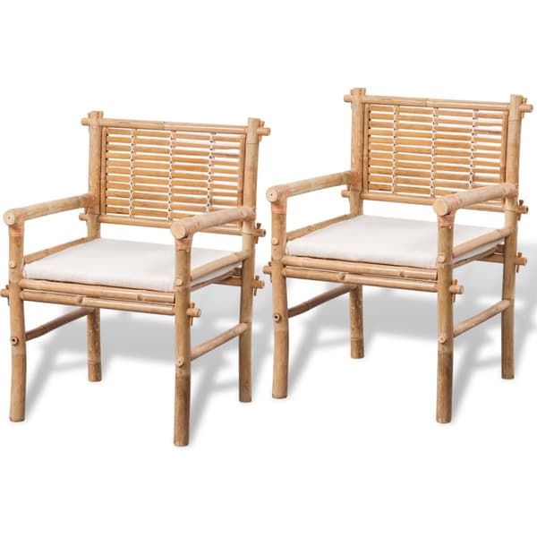 vidaXL 3-delat bistroset med kuddar, bambu