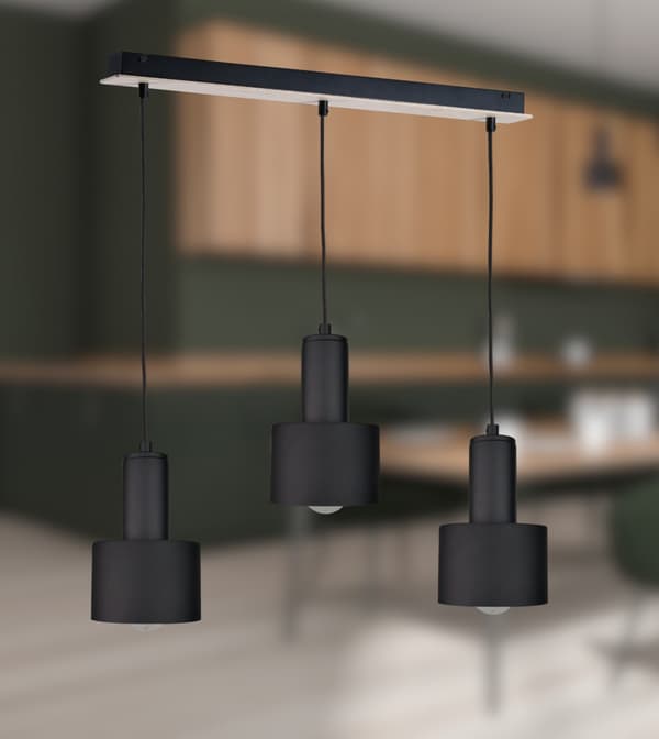 Riippuvalaisin 3xE27 LUCE MUSTA PUU