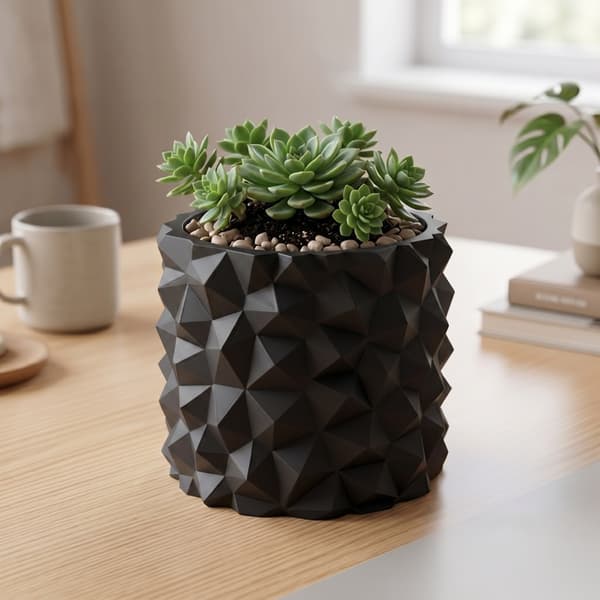 Moderne sort urtepotte til planter, stenlook, minimalistisk