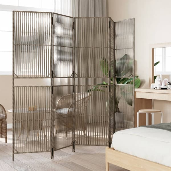 vidaXL 5-panelsskærm, grå, polyrattan