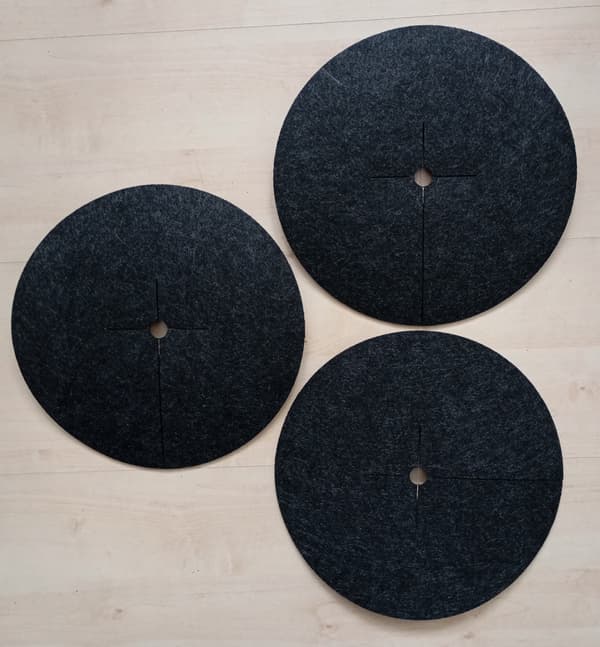 Set med 3 ogrässkyddsskivor, mulching, grafit, diameter 26 cm