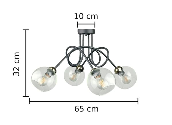 Loftlampe 4xE27 EVIE SORT/GULD