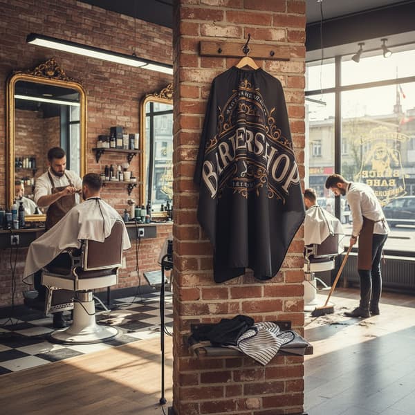 Barbermantel för en stor hårsalong