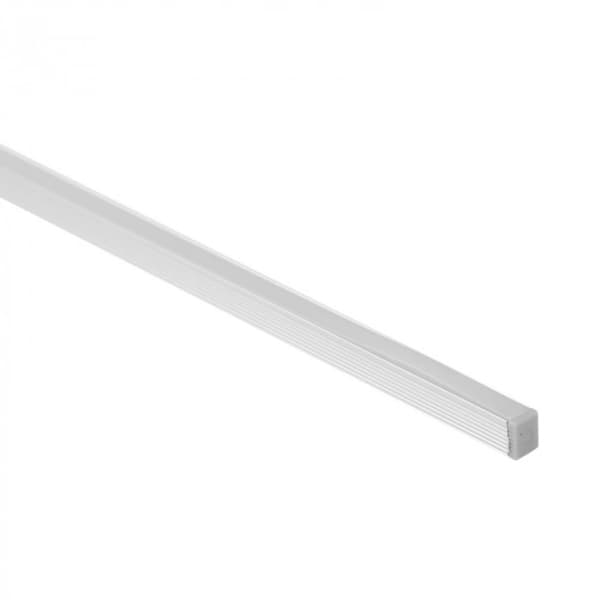 Aluminiumsprofil til påbygningsmonterede LED-strips, rå sølv + opal afdækning 2m