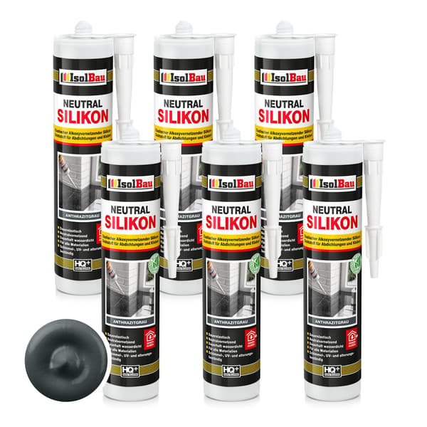 IsolBau Neutral Silikone Antracit Neutralsilikone 6 x 300ml