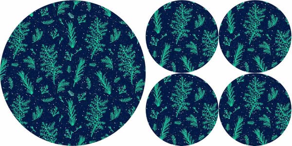 Set med runda bordsunderlägg 1+4 - JUNIPER