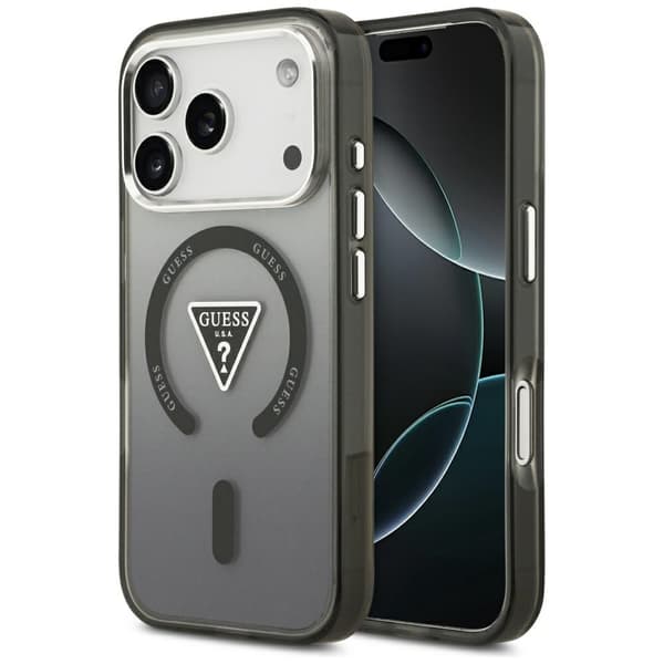 Guess IML Gradient Triangle Logo MagSafe-etui til iPhone 17 Pro, sort