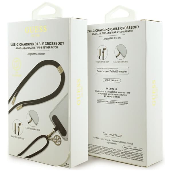 Guess CBDY 4G Charm USB-C/USB-C Kabel 150cm Sort
