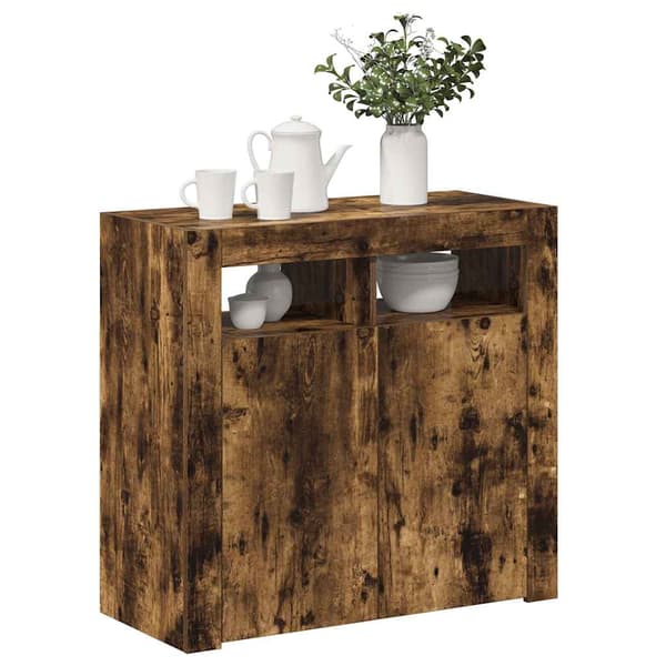 vidaXL LED-skab røget eg 80x35x75 cm