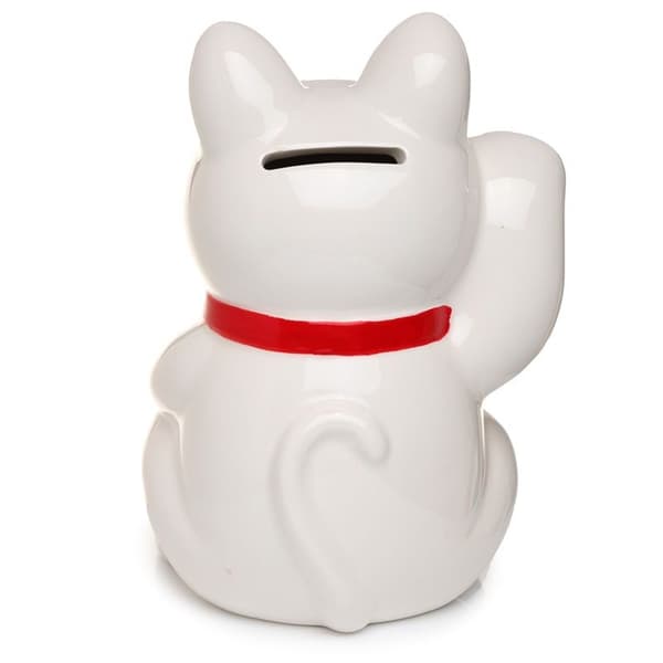 PKMB260 Keramisk spargris Lucky Cat vit