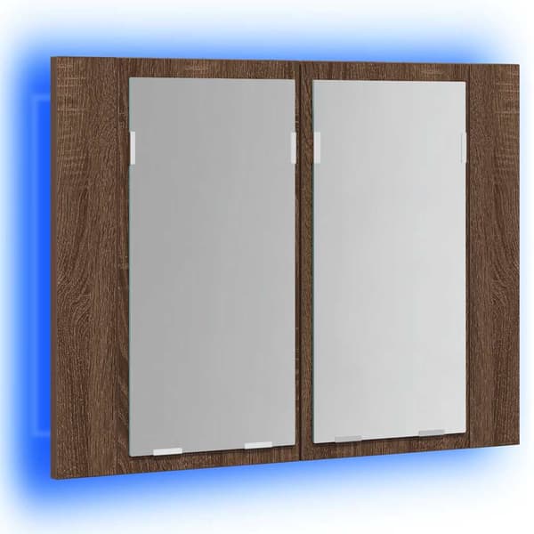 vidaXL spejlskab til badeværelse brunt egetræ 60x12x45 cm
