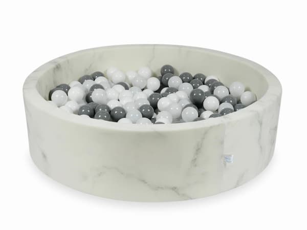 Torr pool 110x30 marmor med 400 bollar: vit, grå, vit tröja