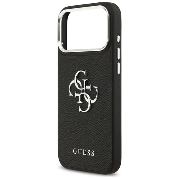 Guess Grained Big 4G Classic Logo cover til iPhone 17 Pro Max, sort