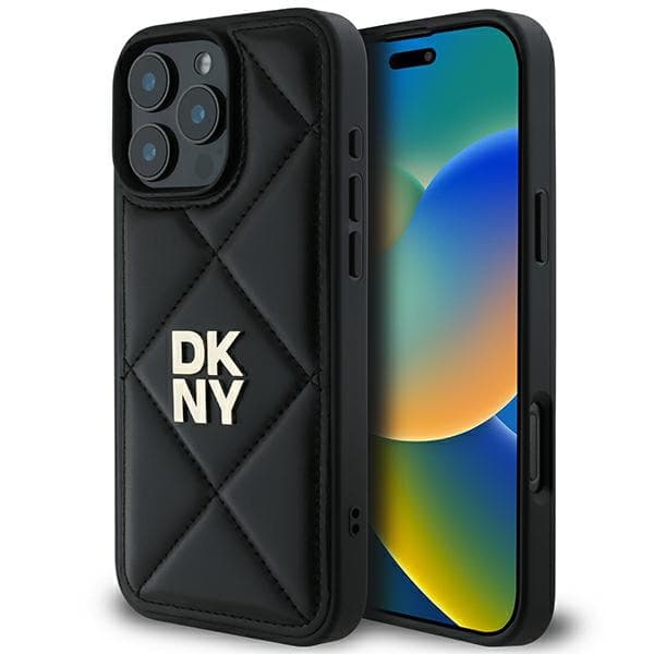 DKNY DKHCP16LPQDSLK iPhone 16 Pro 6,3" sort/sort quiltet Stack-logo