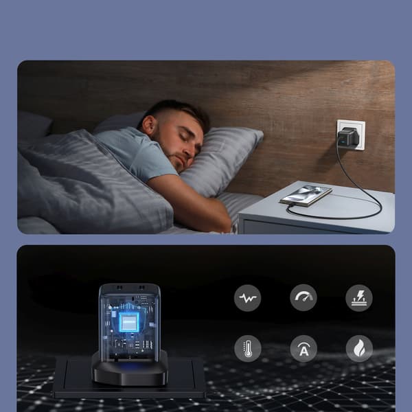 45W UK USB-C vægoplader - Sort