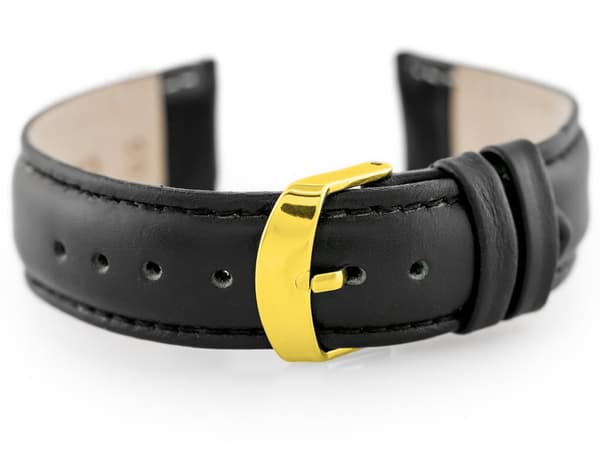 Læderrem til ur W83gold - sort - 20mm