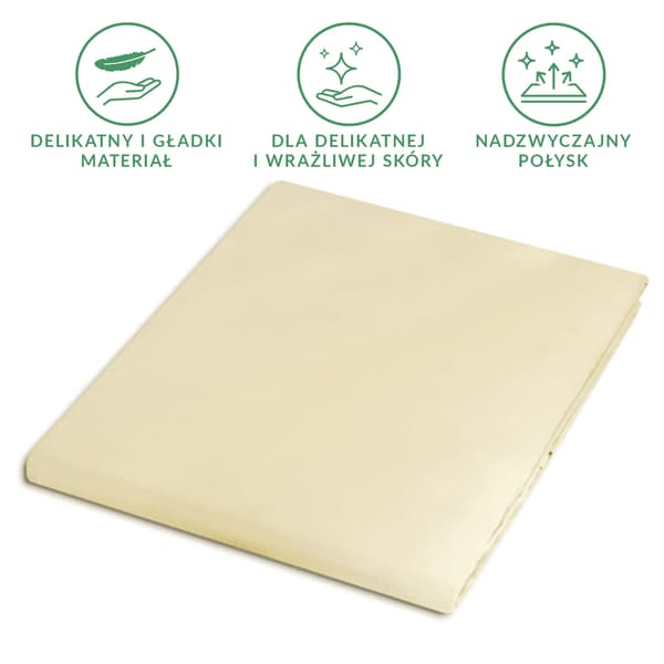 Bomullslakan 200x220, satin, 100% bomull, krämfärgad