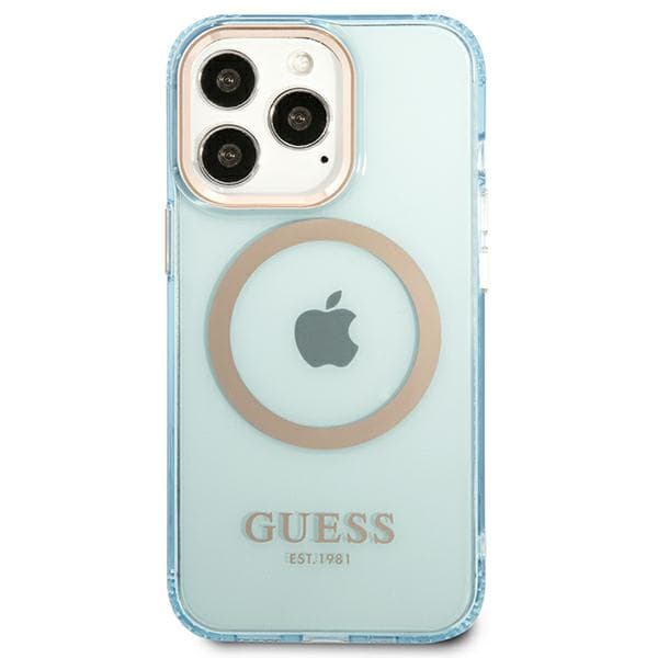 Guess Gold Outline Translucent MagSafe-skal till iPhone 13 Pro / 13, Blå