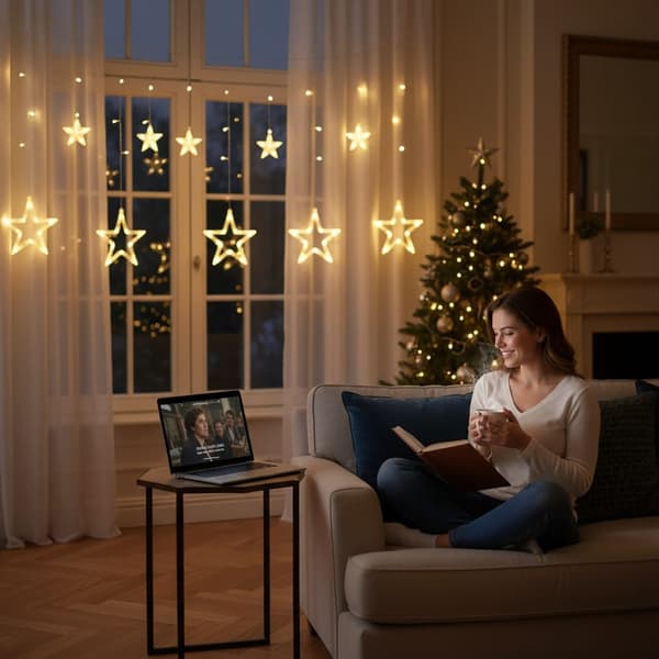 LYSGARDIN STJERNER JULEPYNT LAMPER 120 LED VARM HVID