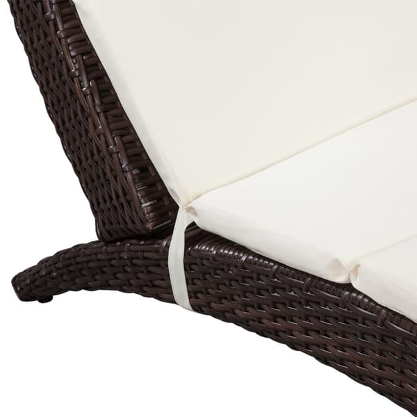 vidaXL foldbar haveliggestol med hynde, polyrattan, brun
