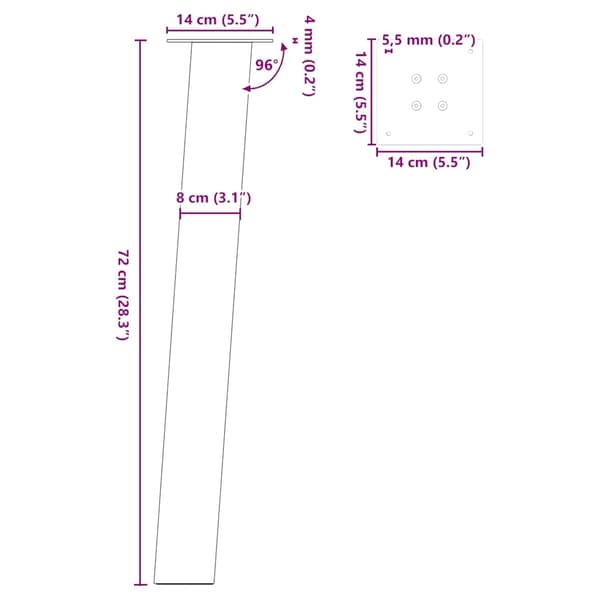 vidaXL sofabordben, 4 stk., sort, 72 cm, stål