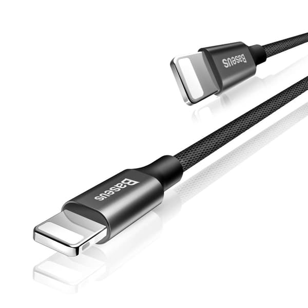 Slitstark tygflätad USB-kabel iPhone Lightning 1,2M svart