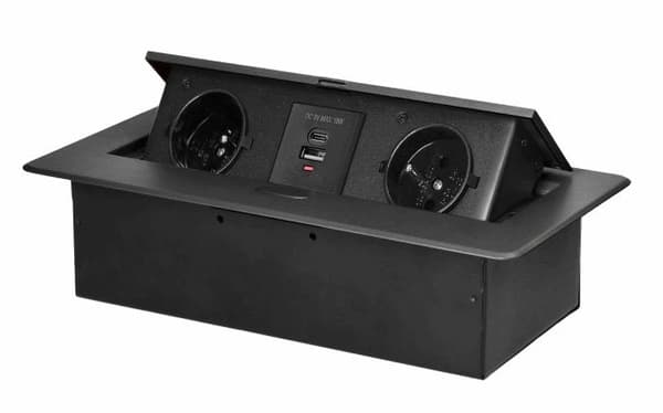 Møbelstikkontakter med oplader 2x USB A+C uden kabel grafit